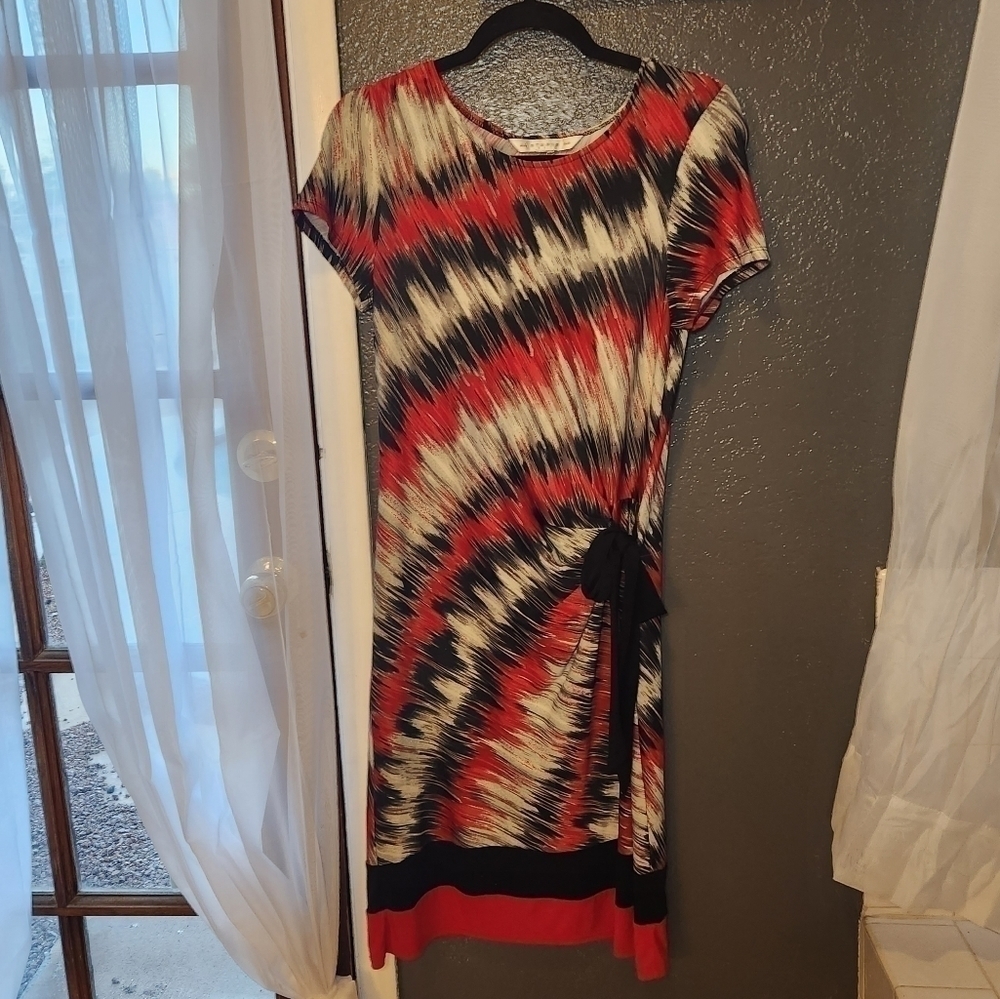 Aa STUDIO AA red, black, and gray tie side dress size medium